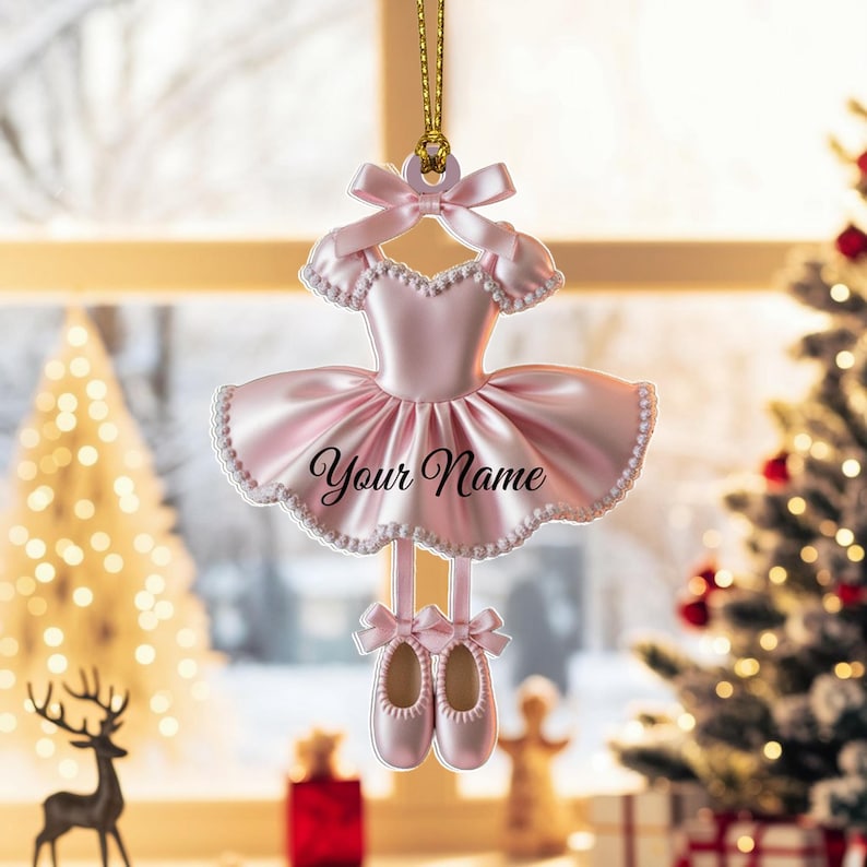 Custom Ballet Dress Christmas Ornament, Tree Hanging Decor, Flat 2D Acrylic, Personalized Dance Lover Gift for Her Holiday Keepsake 2025