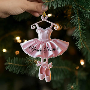 Custom Ballerina Dress Christmas Ornament, Tree Hanging Decor, Flat 2D Acrylic, Personalized Dance Lover Gift for Her Holiday Keepsake 2025