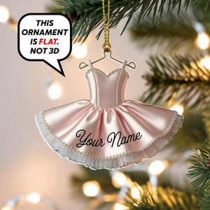 Custom Ballerina Dress Christmas Ornament, Tree Hanging Decor, Flat 2D Acrylic, Personalized Dance Lover Gift for Her Holiday Keepsake 2025