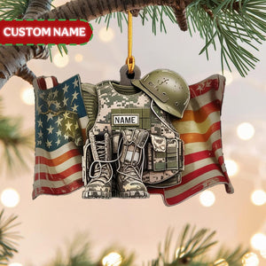 Custom Military Christmas Ornament, Tree Hanging Decor, Flat 2D Acrylic, Personalized Soldier Gift for Him Holiday Keepsake 2025