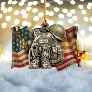 Custom Military Christmas Ornament, Tree Hanging Decor, Flat 2D Acrylic, Personalized Soldier Gift for Him Holiday Keepsake 2025