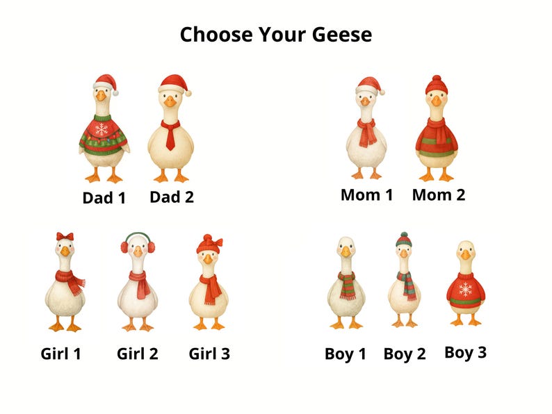 Our First Christmas Family of 5 Ornament Personalized Goose Ornament with Custom Names