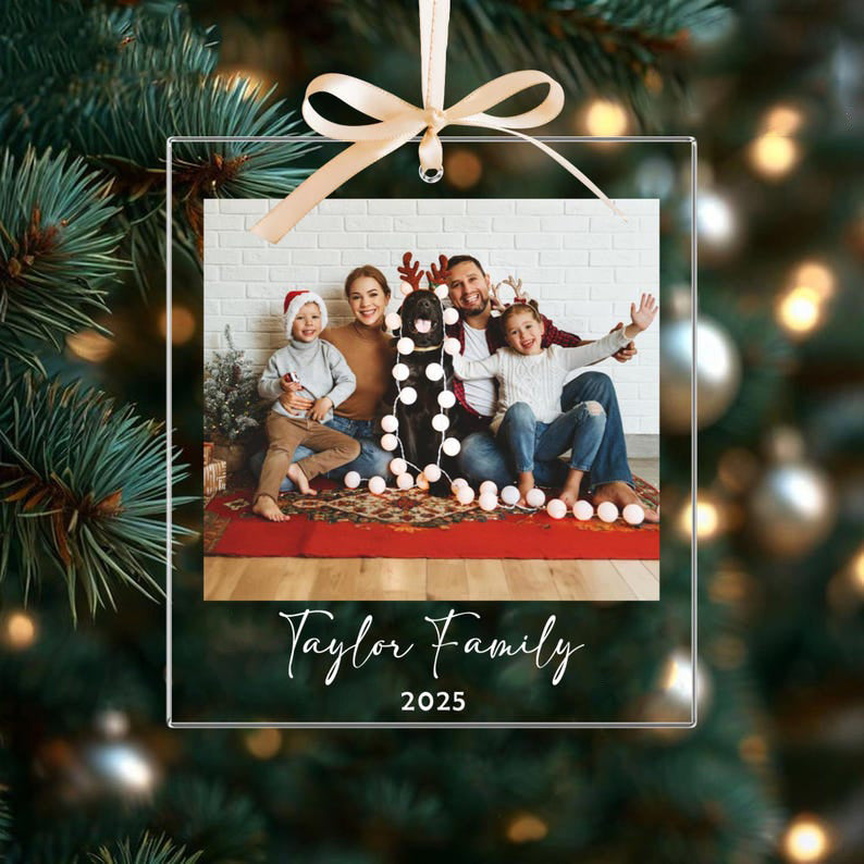 Custom Family Photo Ornament, Family Christmas Ornaments, Car Ornament Personalized Family Photo Keepsake 2025, Large Family Christmas Keepsake Gifts