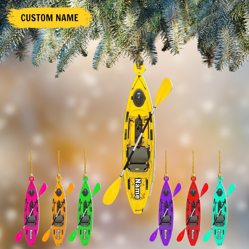 Personalized Kayak 2025 Ornament, Custom Name Ornament Christmas Present, Perfect Gift for Water Sports Enthusiasts, Beach Vacation Keepsake