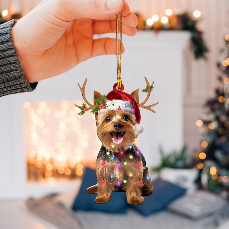 Yorkshire Terrier Christmas Ornament, Yorkie Dog Christmas Tree Ornament, Yorkie Dog Christmas Home Decor, Dog Lover Xmas Gift