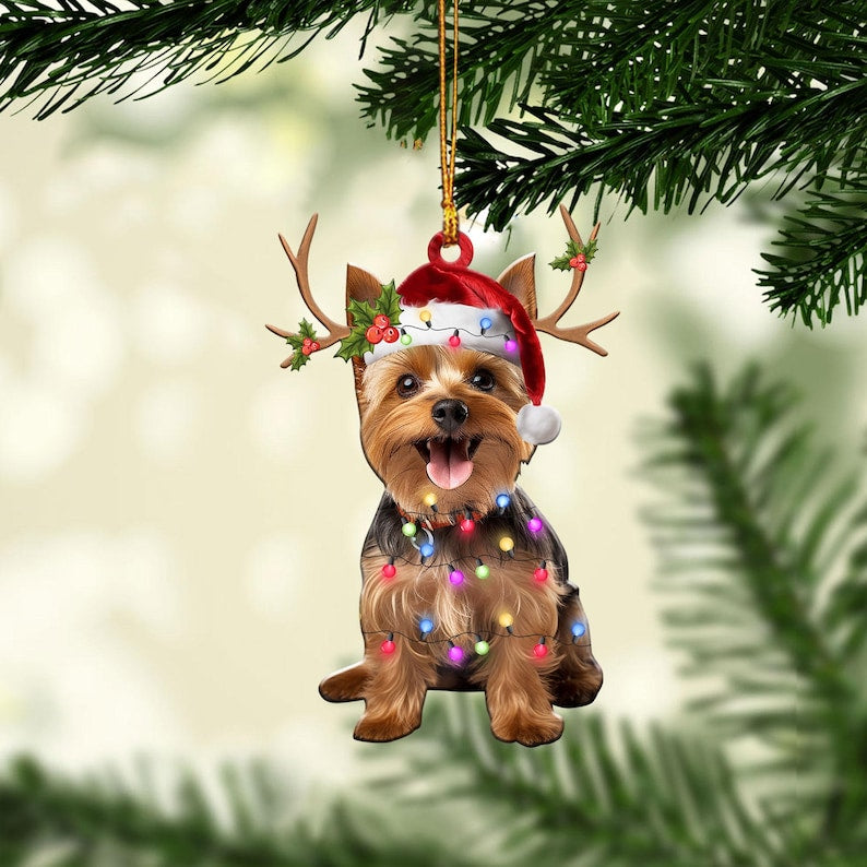 Yorkshire Terrier Christmas Ornament, Yorkie Dog Christmas Tree Ornament, Yorkie Dog Christmas Home Decor, Dog Lover Xmas Gift