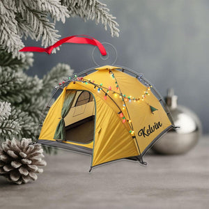 Custom Name Tent Christmas Acrylic Ornament Personalized Christmas Tree Decoration, Gift for Camping and Climbing Lovers