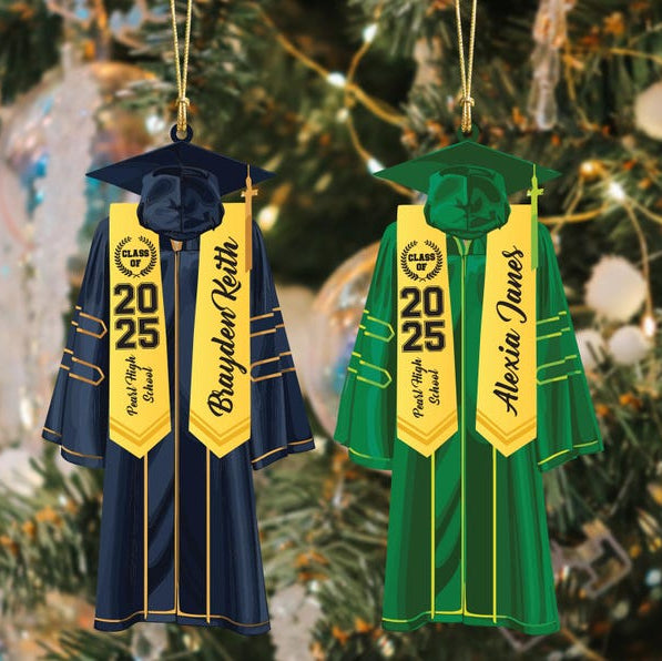 Personalized Graduation Ornament, Custom Class of 2025 Ornament, High School Graduation Gift, College Graduate Ornament, New Graduate Gift
