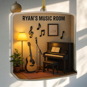 Personalized Music Studio Ornament: Custom Guitar & Piano Miniature, Suncatcher Gift