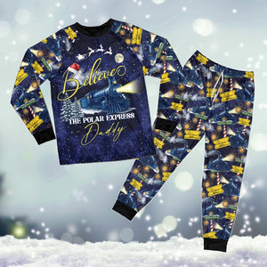 Custom Name Po-lar Express Family Christmas Pajamas, Custom Matching Holiday PJs, Believe Train Xmas Sleepwear, Xmas Pajamas Matching