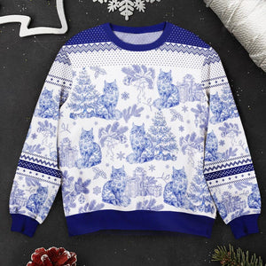 Custom Cat Breeds Christmas Tree, Toile De Jouy, Personalized Ugly Sweater, Cat Lover Gift, Unisex Holiday Sweater, Funny Pet Lover Gifts
