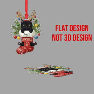 Personalized Black Cat Christmas Ornament: Custom Pet Stocking Decoration