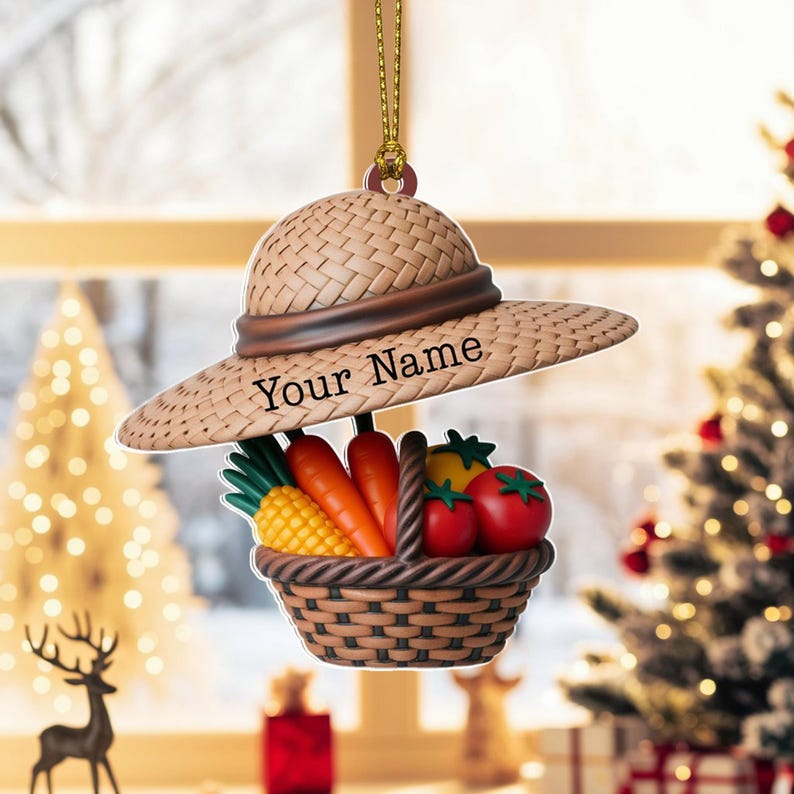 Custom Gardener Christmas Ornament, Tree Hanging Decor, Flat 2D Acrylic, Personalized Farming Gift for Her Holiday Keepsake 2025