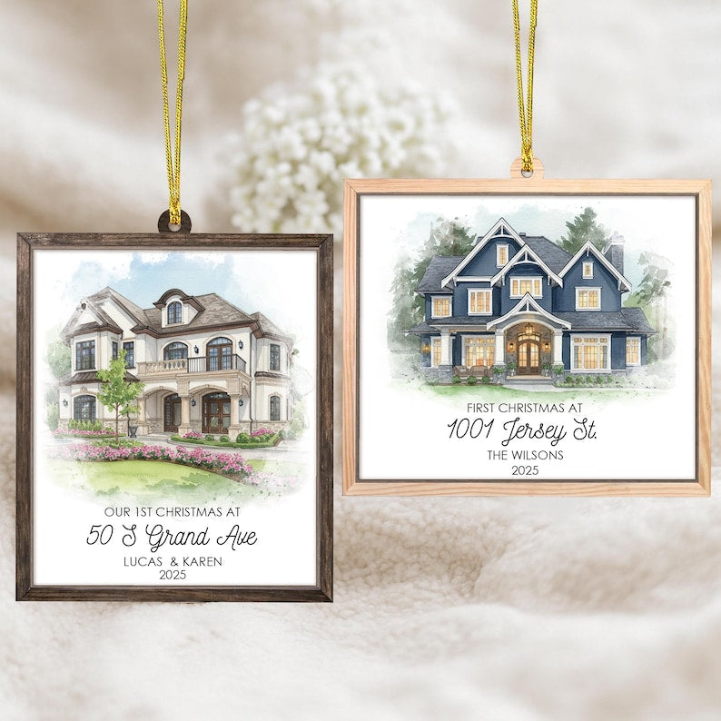 Personalized 2 Layer House Portrait Ornament: New Home Christmas Gift Keepsake