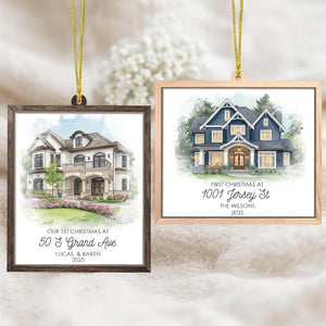 Personalized 2 Layer House Portrait Ornament: New Home Christmas Gift Keepsake
