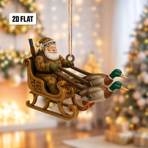 Personalized Duck Hunting Flat Ornament, Hunting Rearview Mirror Car Accessories, Hunting Christmas Ornament, Xmas Gift for Hunting Lover