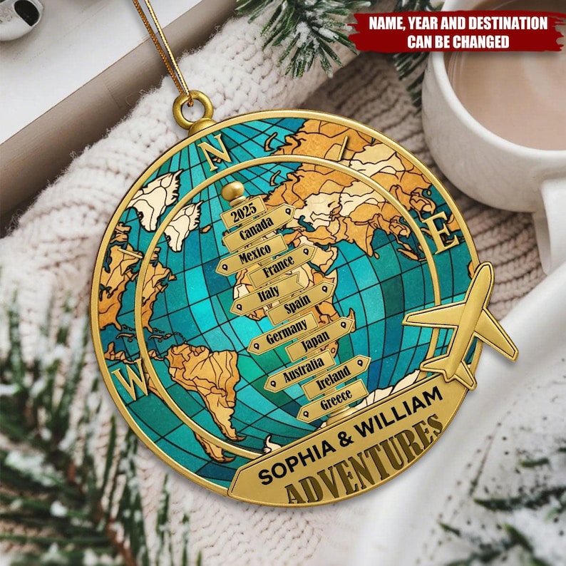 Destination Of All Year Ornament, Personalized Acrylic Ornament, Custom Travel Ornament, Vacation Memories Keepsake, Christmas Ornament Gift