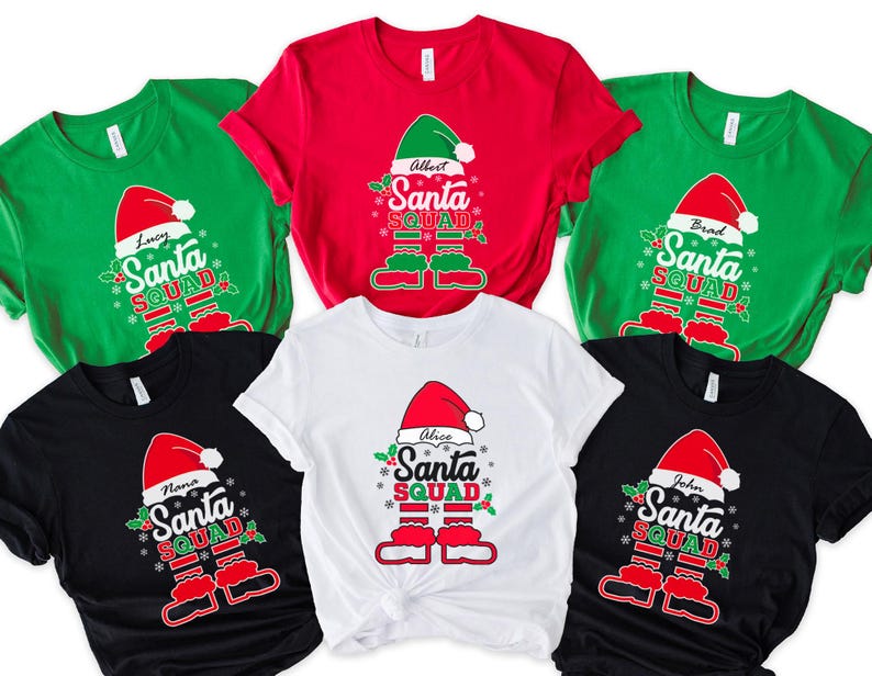 Santa Squad Christmas T-Shirt, Christmas Family Shirt, Matching Family Santa Tee, Custom Christmas tee, Matching Santa Christmas tee