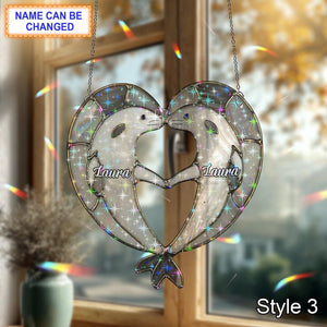 Seal Heart Hologram Acrylic Window Hanging Acrylic Inspired Holographic Animal Heart Suncatcher Retro Ocean Decor Gift
