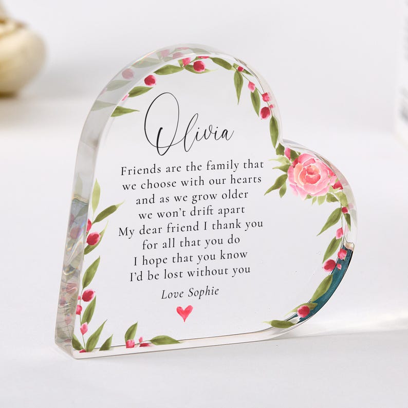 Personalised Best Friend Gift - Acrylic Plaque Custom Poem Keepsake with Name Birthday, Christmas or Thank You Gift for Bestie