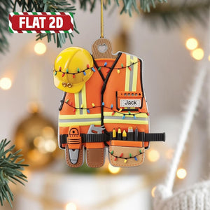 Custom Construction Worker Christmas Ornament, Tree Hanging Decor, Flat 2D Acrylic, Personalized Hard Hat Gift for Him Holiday Keepsake 2025
