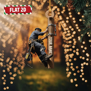 Custom Lineman Christmas Ornament, Tree Hanging Decor, Flat 2D Acrylic, Personalized Electrical Worker Gift for Him Holiday Keepsake 2025