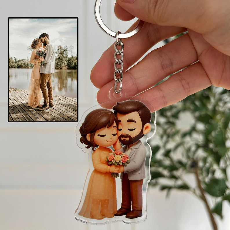 Custom Chibi Keychain: Personalized Cartoon Acrylic Keyring Gift
