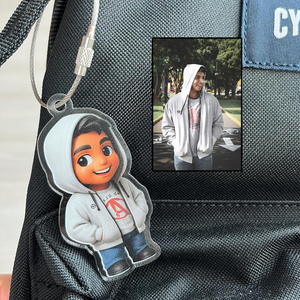 Custom Chibi Keychain: Personalized Cartoon Acrylic Keyring Gift