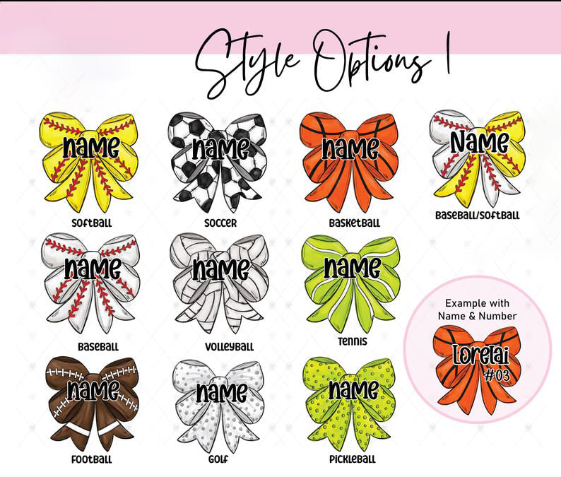 Personalized Girls Sports Bag Tag - Custom Name Tag with Bow - Cheer, Softball, Soccer, Basketball Gift
