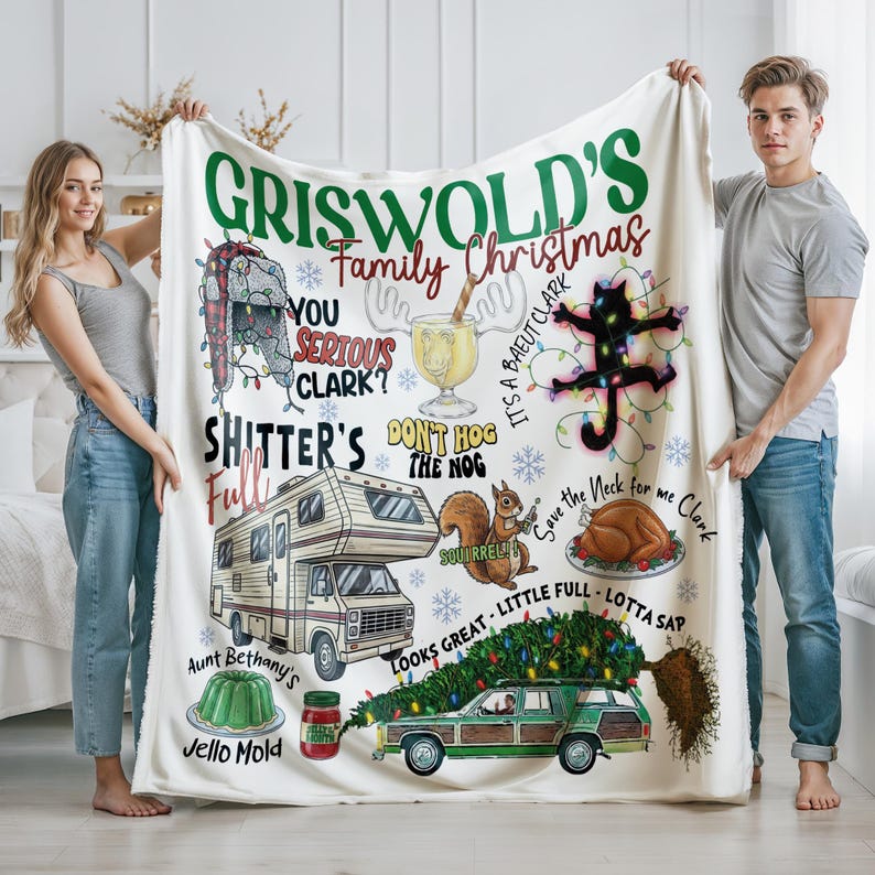 Griswold Family Christmas Blanket, National Lampoon's Christmas Vacation Throw, Funny Movie Throw, Holiday Movie Throw Gift