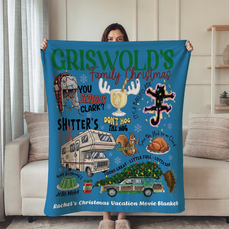 Griswold Family Christmas Blanket, National Lampoon's Christmas Vacation Throw, Funny Movie Throw, Holiday Movie Throw Gift