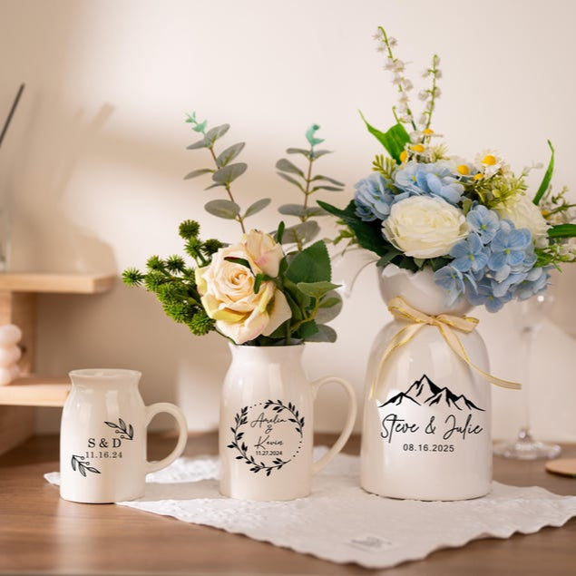 Engaged Ceramic Flower Vase: Wedding, Anniversary, Engagement Gift