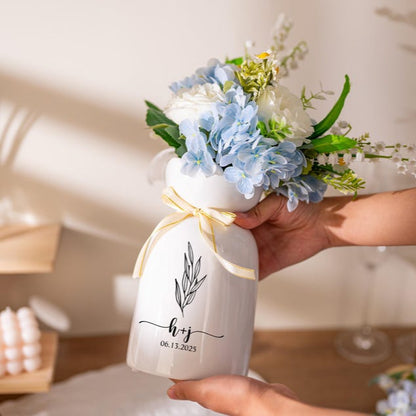 Engaged Ceramic Flower Vase: Wedding, Anniversary, Engagement Gift