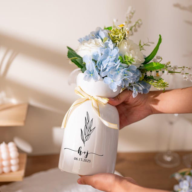 Engaged Ceramic Flower Vase: Wedding, Anniversary, Engagement Gift