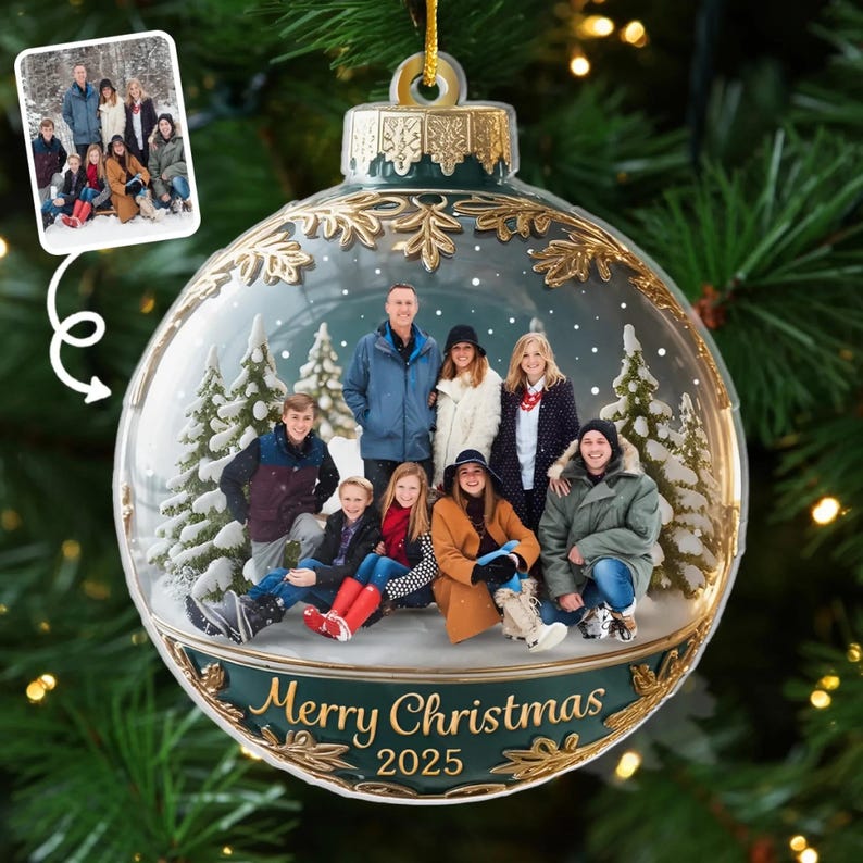 Custom Family Photo Ornament, Family Christmas Ornaments, Personalized Family Photo Keepsake 2025, Large Family Christmas Keepsake Gifts