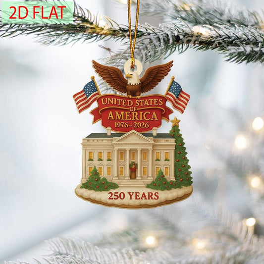 250th Anniversary Ornament: Patriotic White House & Eagle, USA 2026