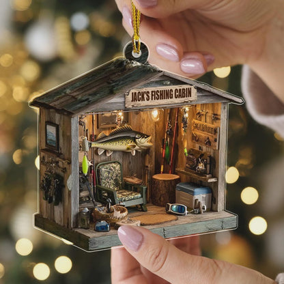 Personalized Fishing Cabin Ornament Custom Name Rustic Fisherman s Keepsake Gift for Anglers & Outdoorsmen Christmas Decor
