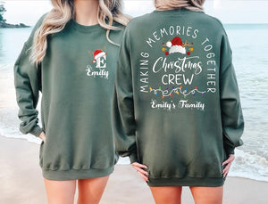 Custom Family Christmas Sweatshirt: Two-Sides Family Name Christmas Crewneck, Christmas Crew Sweatshirt, Family Trip Matching Shirt