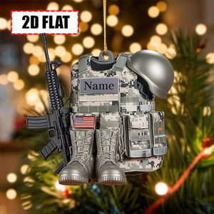 Custom Military Soldier Christmas Ornament Tree Hanging Decor, Flat 2D Acrylic, Holiday Keepsake Gift for Army Veterans & Service Members