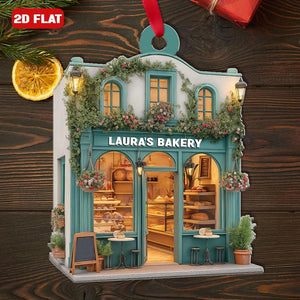 Personalized 2D Flat Bakery Shop Ornament, Custom Bakery Store Holiday Decor, Bakery Lover Gift, Gift For Bakers and Food Lovers