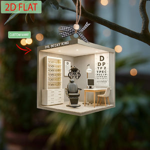 Personalized Optometrist Christmas Ornament: 2D Ophthalmology Clinic Gift