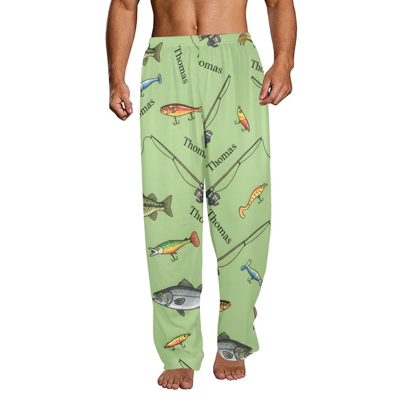 Personalized Fishing Pajama Pants: Custom Name Angler Gift