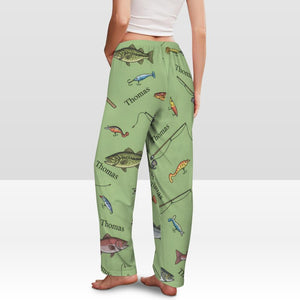 Personalized Fishing Pajama Pants: Custom Name Angler Gift