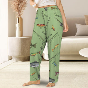 Personalized Fishing Pajama Pants: Custom Name Angler Gift
