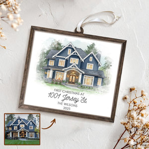 Personalized 2 Layer House Portrait Ornament: New Home Christmas Gift Keepsake