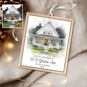 Personalized 2 Layer House Portrait Ornament: New Home Christmas Gift Keepsake