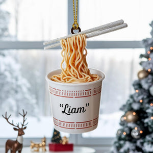 Custom Ramen Noodles Christmas Ornament, Tree Hanging Decor, Flat 2D Acrylic, Personalized Food Lover Gift for Him Holiday Keepsake 2025