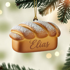 Custom Bread Loaf Christmas Ornament, Tree Hanging Decor, Flat 2D Acrylic, Personalized Food Lover Gift for Him Holiday Keepsake 2025