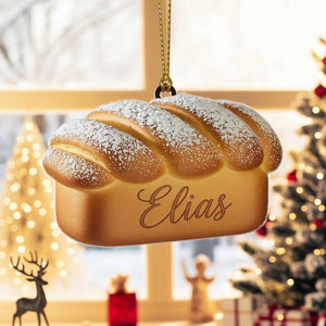 Custom Bread Loaf Christmas Ornament, Tree Hanging Decor, Flat 2D Acrylic, Personalized Food Lover Gift for Him Holiday Keepsake 2025
