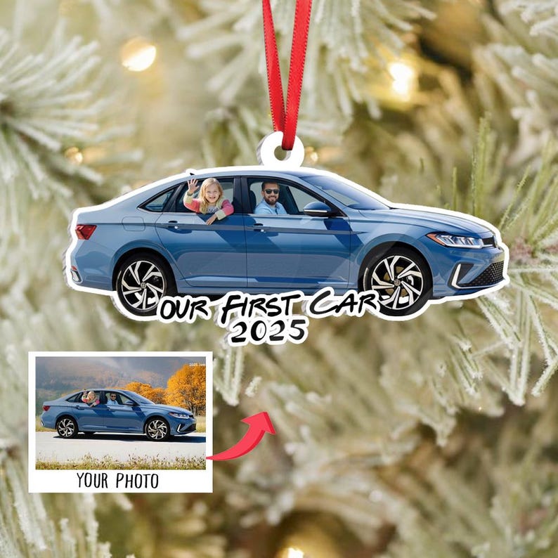 Personalized First Car Ornament, Custom Car Photo Ornament, New Driver Gift, My First Car Ornament, Graduation Gift, Car Lover Ornament